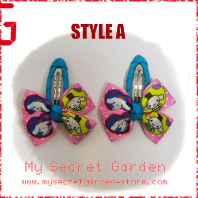 Cinnamoroll & My Melody Grosgrain Ribbon Girls Hair Bows Hair Clip BB Hair Pin